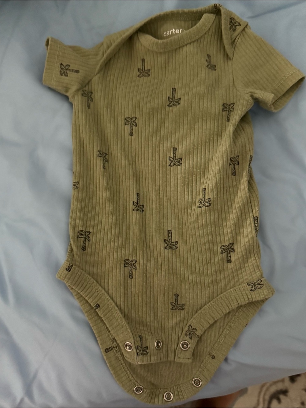 Carter's Olive Ribbed Palm-Print Baby One-Piece